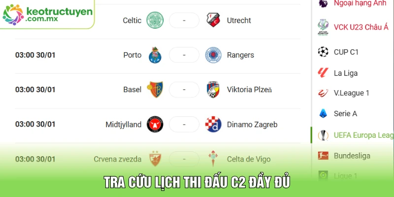 Tra cứu lịch thi đấu C2 đầy đủ